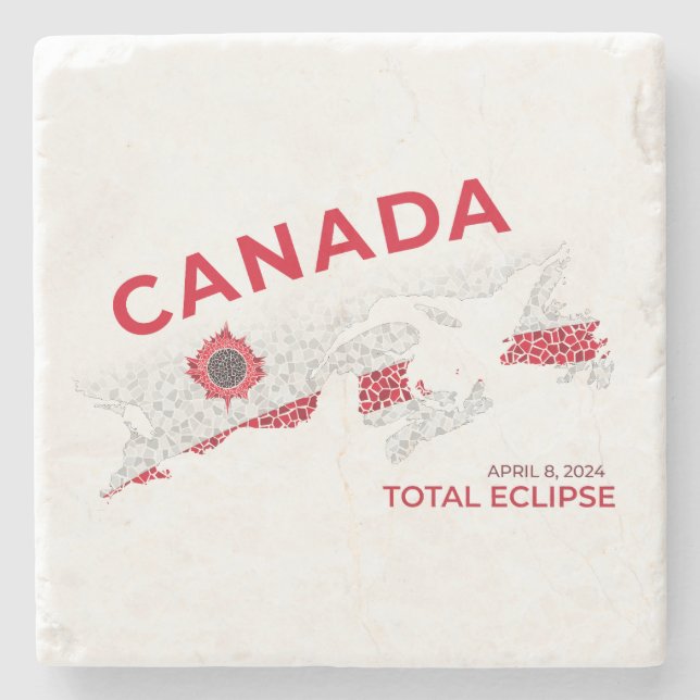 Canada Total Eclipse Stone Coaster, Square Stone Stone Coaster (Front)
