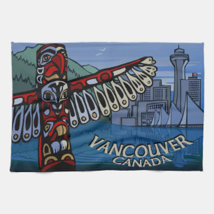 Canada Towel Native Totem Pole Vancouver Tea Towel