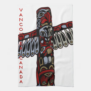 Canada Towel Native Totem Pole Vancouver Tea Towel