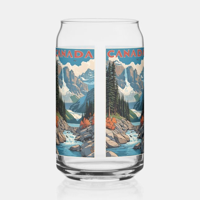 Canada Travel Poster Can Glass (Front)