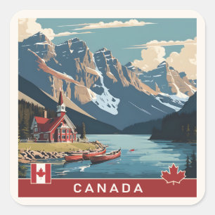 Canada Travel Poster Square Sticker