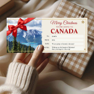Canada Trip Christmas Reveal Gift Ticket Card