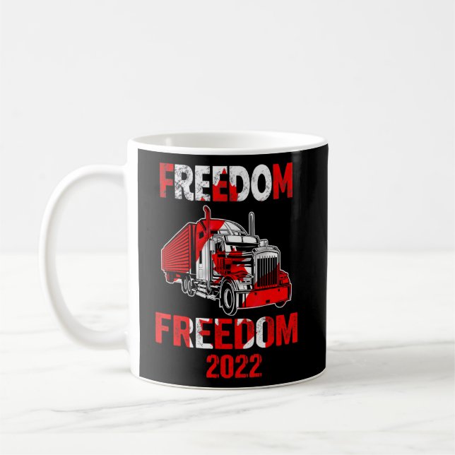Canada Truck Freedom Convoy 2022 Canadian Trucker  Coffee Mug (Left)