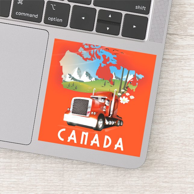 Canada Truck map travel poster Sticker (Detail)