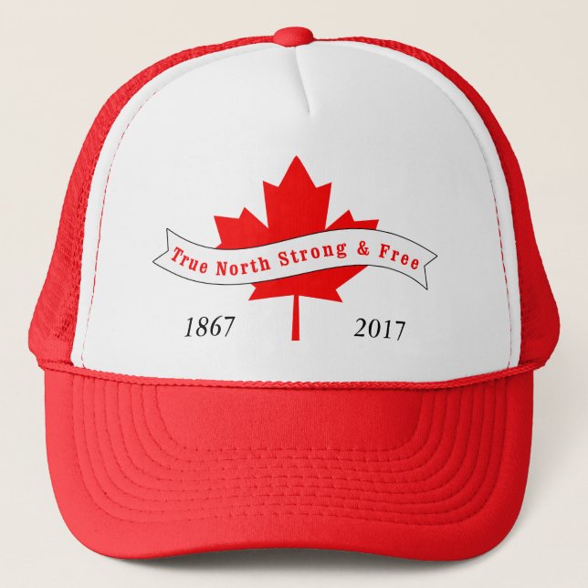 Canada True North Strong and Free Trucker Hat (Front)