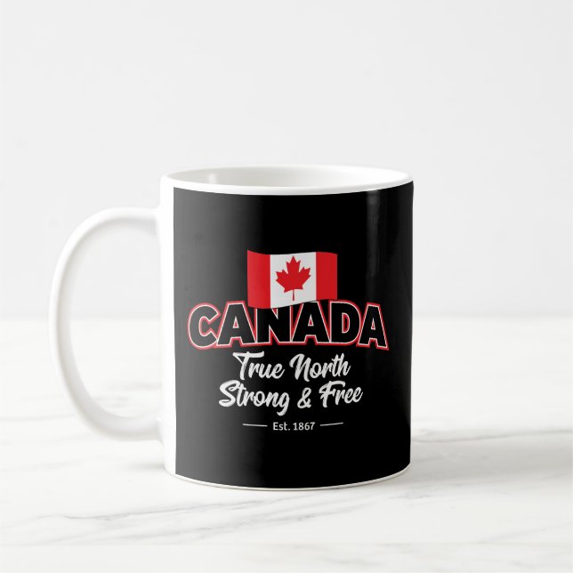 "Canada True North Strong & Free Est. 1867" Coffee Mug (Left)