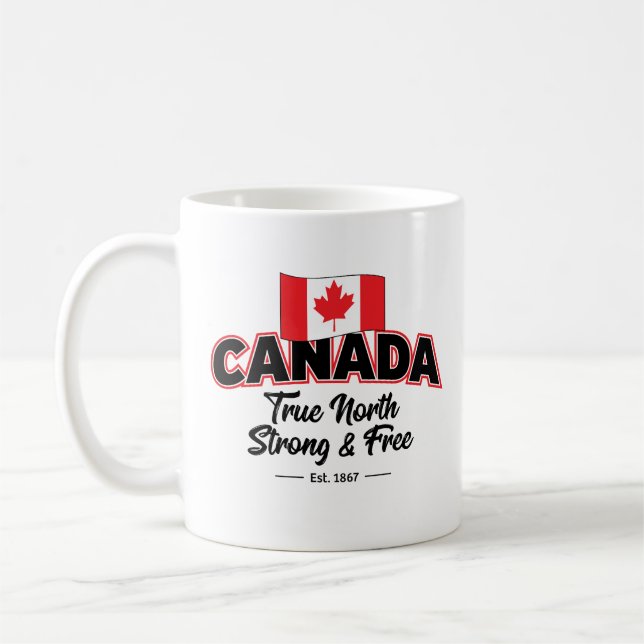 "Canada True North Strong & Free Est. 1867" Coffee Mug (Left)