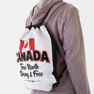 "Canada True North Strong & Free Est. 1867" Drawstring Bag