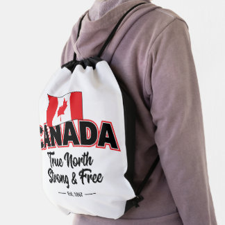 "Canada True North Strong & Free Est. 1867" Drawstring Bag
