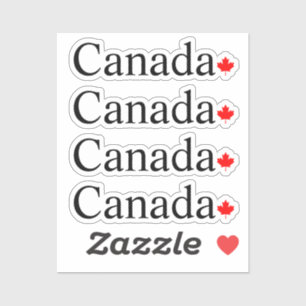 Canada typography with red maple leaf four sticker