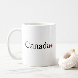 Canada typography with red maple leaf patriotic coffee mug