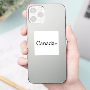 Canada typography with red maple leaf square sticker