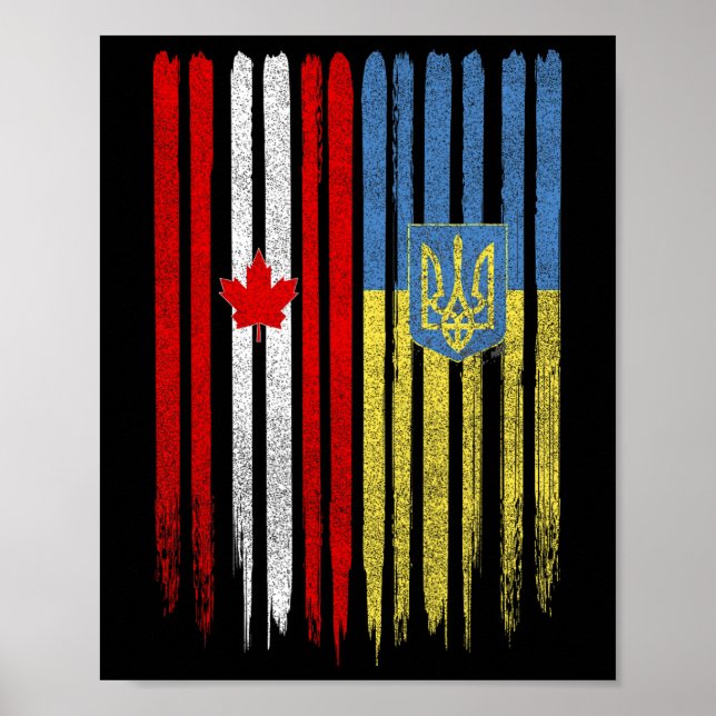 Canada Ukraine Canadian Ukrainian Flag  Poster (Front)