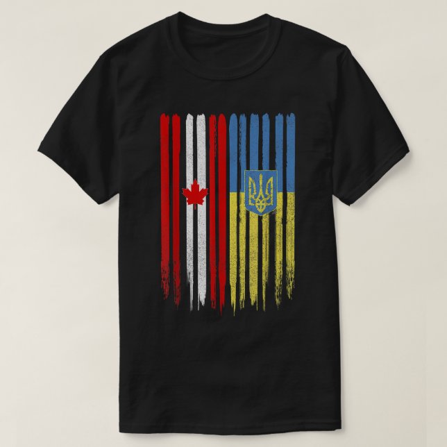 Canada Ukraine Canadian Ukrainian Flag T-Shirt (Design Front)