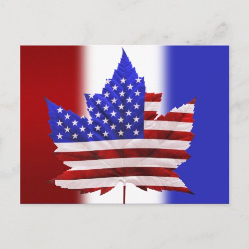 Canada US Flag Postcard Canadian Souvenir Postcard