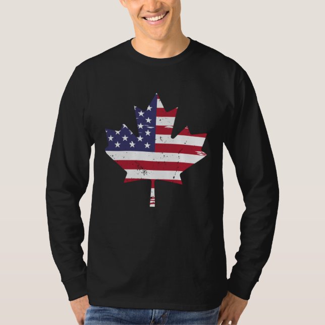Canada USA America Hockey Canadian Maple Leaf T-Shirt (Front)