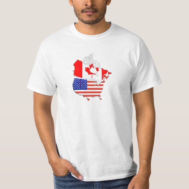 CANADA USA Map Flags T-Shirt (Front)