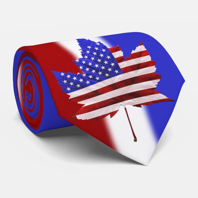 Canada USA Ties Personalize US / Canada Neckties (Rolled)
