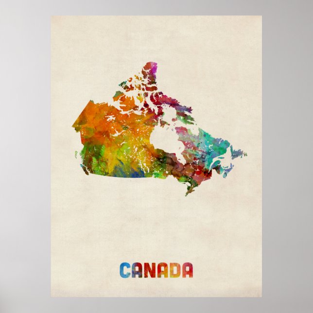 Canada Watercolor Map Poster (Front)