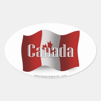 Canada Waving Flag Oval Sticker by representshop at Zazzle