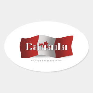 Canada Waving Flag Oval Sticker