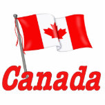 Canada Waving Flag Statuette<br><div class="desc">Beautifully detailed design with a Canadian flag waving behind the rich red text that spells Canada</div>