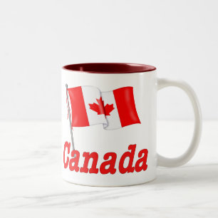Canada Waving Flag Two-Tone Coffee Mug