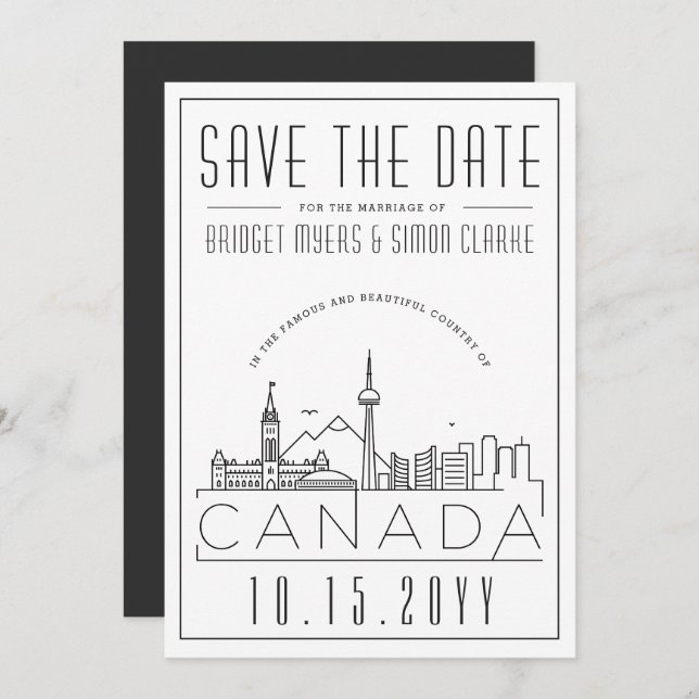 Canada Wedding Stylized Skyline Save the Date Inv Invitation (Front/Back)