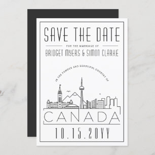 Canada Wedding Stylized Skyline Save the Date Inv Invitation