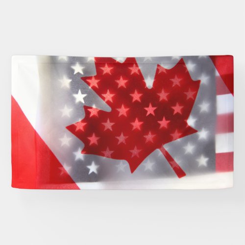 Canada with America flags Banner