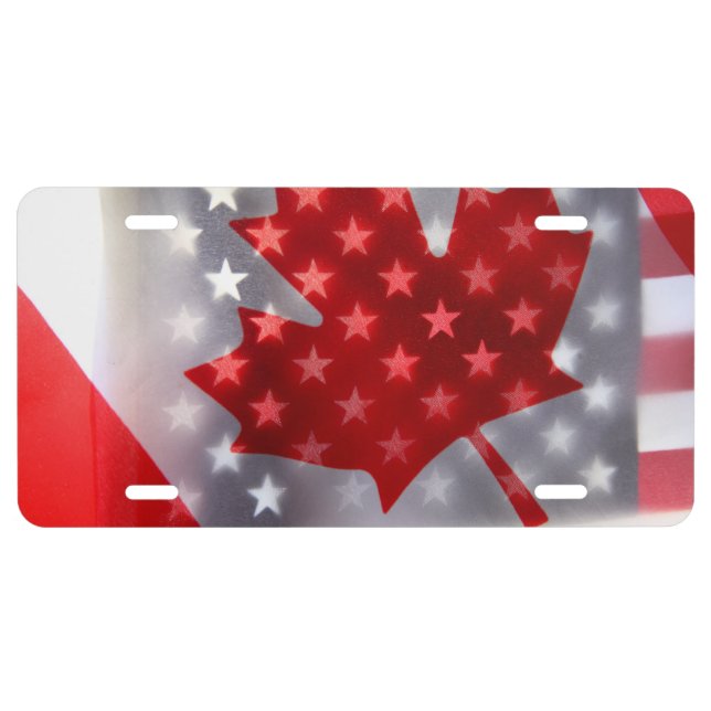 Canada with America flags License Plate (Front)