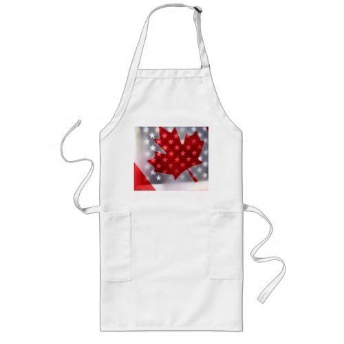 Canada with America flags Long Apron
