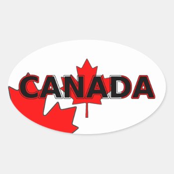 Canada With Leaf Oval Sticker by StillImages at Zazzle