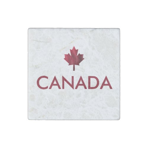 Canada with Red Maple Leaf Stone Magnet