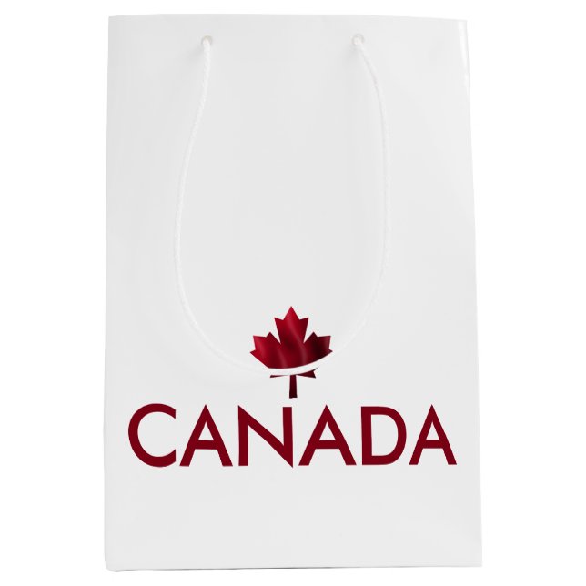 Canada with red wavy maple leaf medium gift bag (Front)
