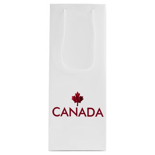 Canada with red wavy maple leaf wine gift bag