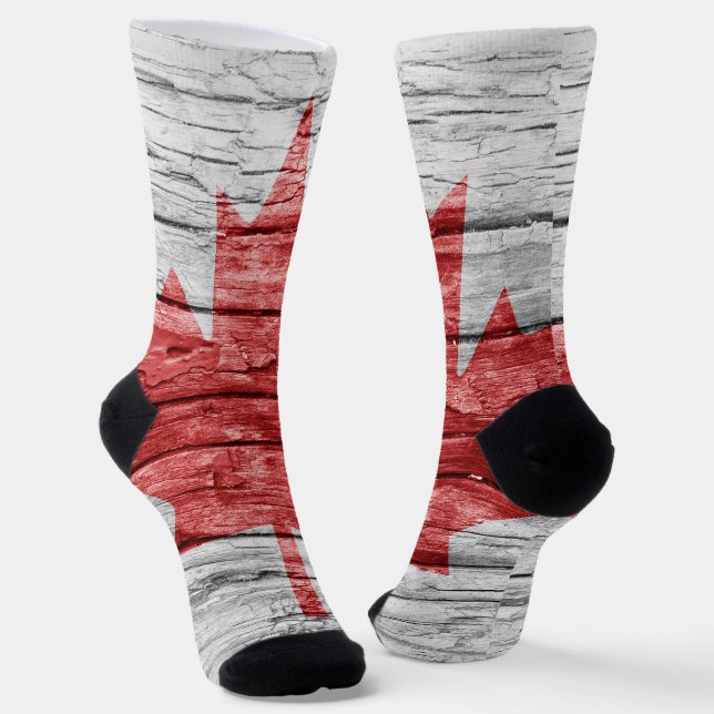Canada wooden flag socks (Angled)