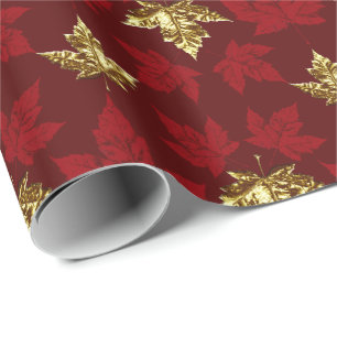 Canada Wrapping Paper Gold Canada Souvenir Paper