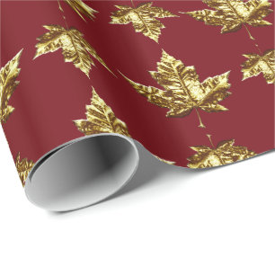 Canada Wrapping Paper Gold Canada Souvenir Paper