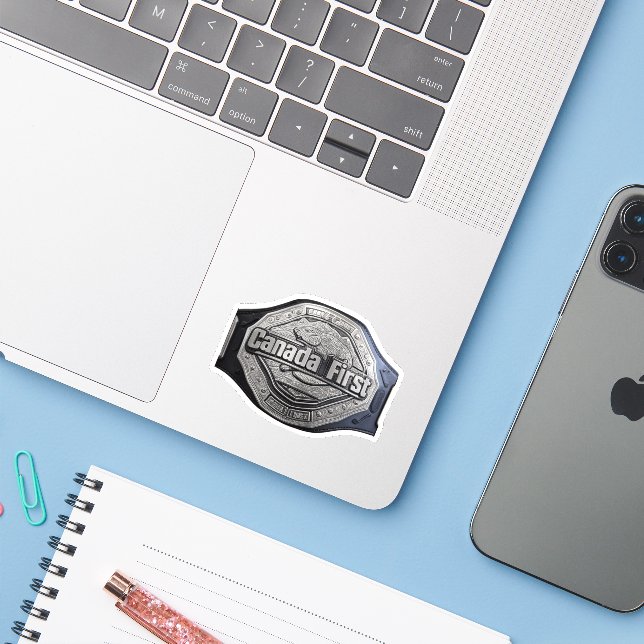 CANADAFIRST CHAMPION BELT  STICKER (Laptop w/ iPhone)