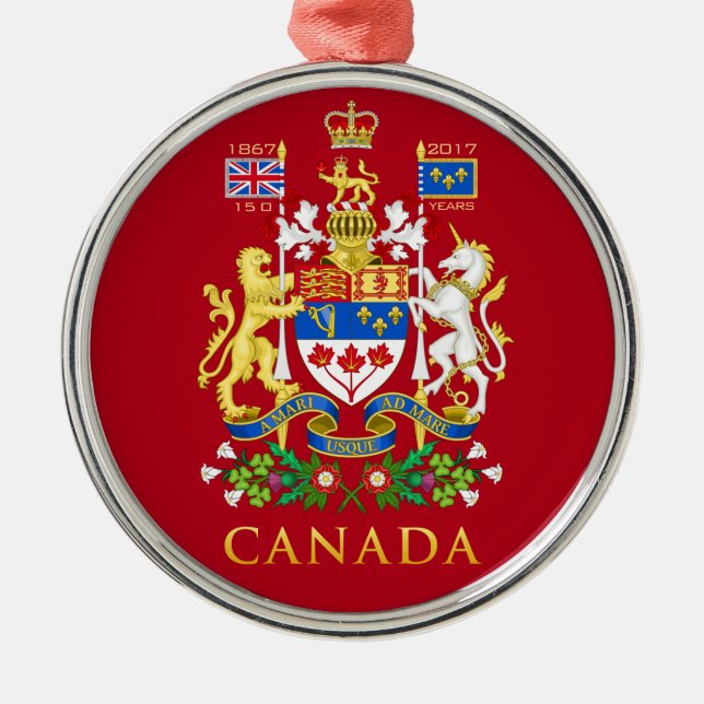 Canada's 150th Birthday Celebration Commemorative Metal Ornament (Front)
