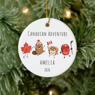 Canadian Adventure Personalized Travel  Ceramic Ornament