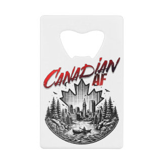 Canadian AF Scenery Landscape Canoe Maple leaf Credit Card Bottle Opener