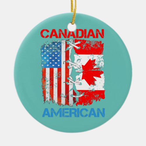 Canadian American Flag Canada Day Men Women  Ceramic Ornament