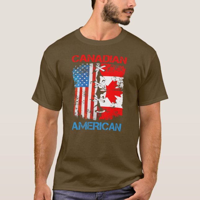 Canadian American Flag Canada Day Men Women  T-Shirt (Front)