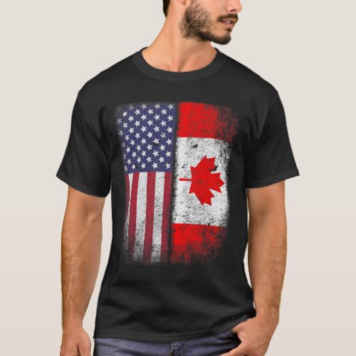 Canadian American Flag Canada Usa Roots T_Shirtpn T_Shirt