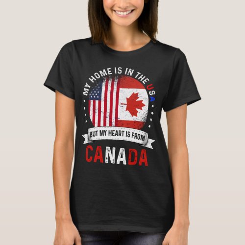 Canadian American Flag Canadian Roots USA Citizen T_Shirt