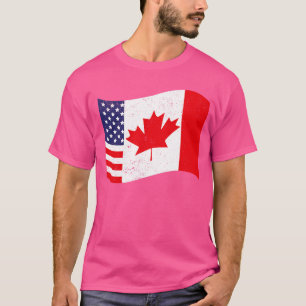 Canadian American Flag US Maple Leaf Canada T-Shirt