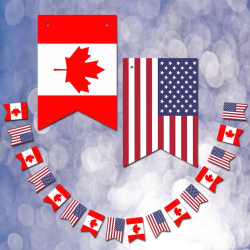 Canadian American Flags Party banners Canada USA