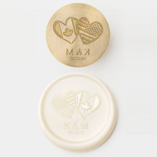 Canadian American Heart Flags Wax Seal Stamp